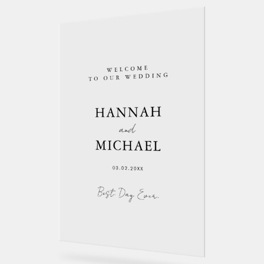 Elegant, minimaal, bruiloft acryl bord (Hoek)