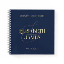Elegant minimaal bruinblauw gouden trouw gast boek