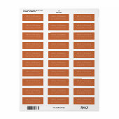 Elegant minimaal cacheadres Oranje retouradres Etiket (Full Sheet)