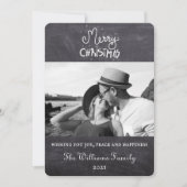 Elegant minimaal Chalkboard kerstscript foto Feestdagenkaart (Voorkant)