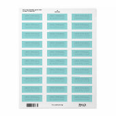 Elegant minimaal Chic Turquoise Blue Return-adres Etiket (Full Sheet)