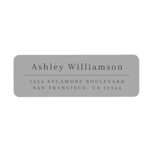 Elegant Minimaal Chique Grijze Retouradres Sticker (Voorkant)