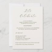 Elegant minimaal Crème & saliegroen Afstuderen Kaart (Achterkant)