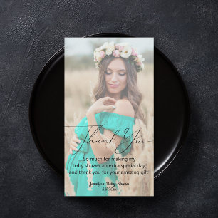 Elegant minimaal dank u baby shower foto chic notitiekaartje
