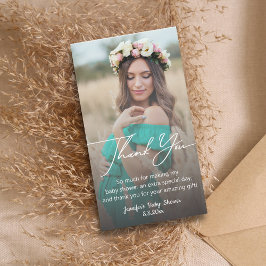 Elegant minimaal dank u baby shower vervaagd foto notitiekaartje