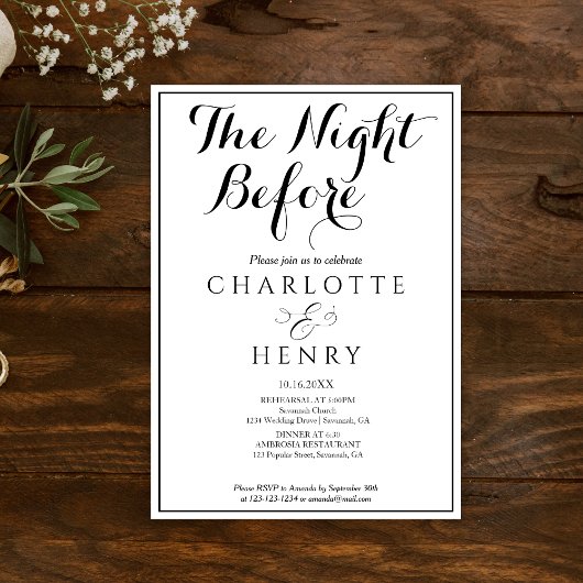 Elegant minimaal de avond ervoor kaart