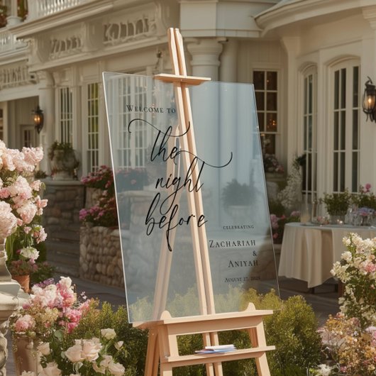 Elegant minimaal De avond voor repetitie welkom Acryl Bord