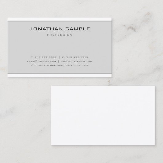 Elegant minimaal design modern, stijlvol, grijs, b visitekaartje (Voorkant / Achterkant)