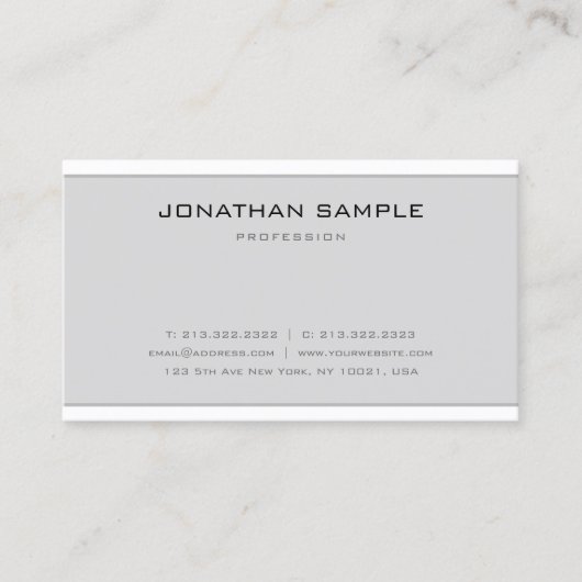 Elegant minimaal design modern, stijlvol, grijs, b visitekaartje (Voorkant)