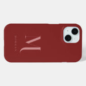 Elegant & Minimaal Dieprood Monogram Case-Mate iPhone Case (Achterkant (horizontaal))