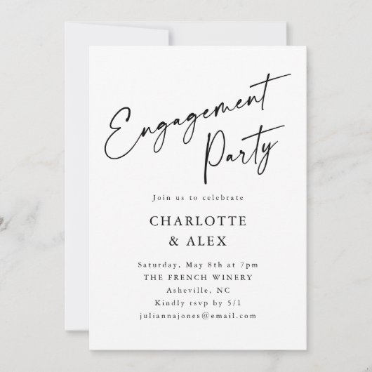 Elegant minimaal dik zwart script Verloving Kaart (Voorkant)