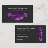 Elegant minimaal donkergrijze violet golven hexago visitekaartje (Voorkant / Achterkant)
