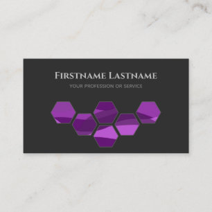 Elegant minimaal donkergrijze violet golven hexago visitekaartje