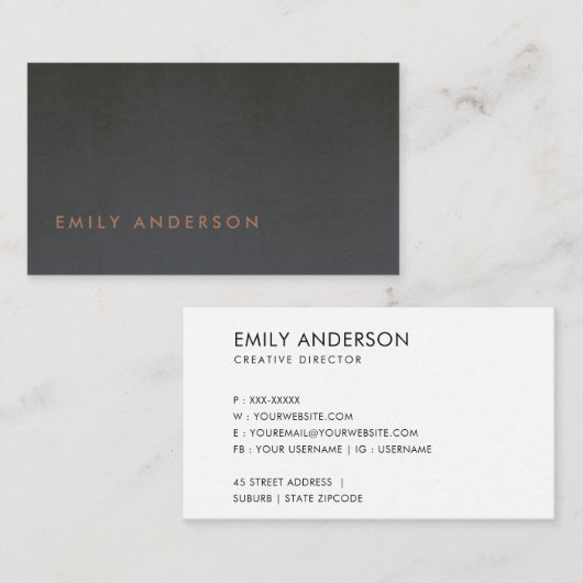 ELEGANT MINIMAAL EENVOUDIG STAAL GRAY BLACK FOIL B VISITEKAARTJE (Voorkant / Achterkant)