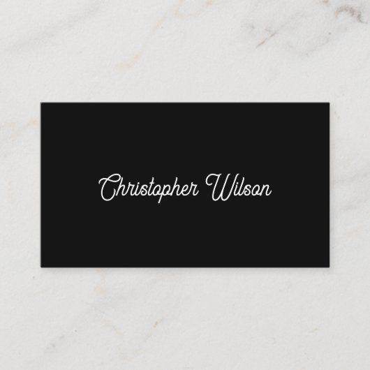 Elegant minimaal effen zwart visitekaartje (Voorkant)