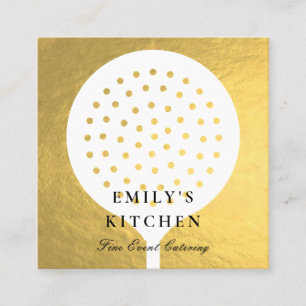 ELEGANT MINIMAAL FAUX GOLD SKIMMER CHEF CATERING VIERKANTE VISITEKAARTJE