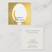 ELEGANT MINIMAAL FAUX GOLD SPOON CHEF CATERING VIERKANTE VISITEKAARTJE (Voorkant / Achterkant)