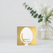 ELEGANT MINIMAAL FAUX GOLD SPOON CHEF CATERING VIERKANTE VISITEKAARTJE (Staand voorkant)