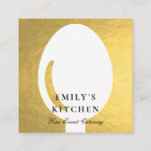 ELEGANT MINIMAAL FAUX GOLD SPOON CHEF CATERING VIERKANTE VISITEKAARTJE (Voorkant)