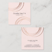 Elegant minimaal faux roos goud geometrisch roze vierkante visitekaartje (Voorkant / Achterkant)