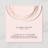 Elegant minimaal faux roos goud geometrisch roze vierkante visitekaartje (Achterkant)