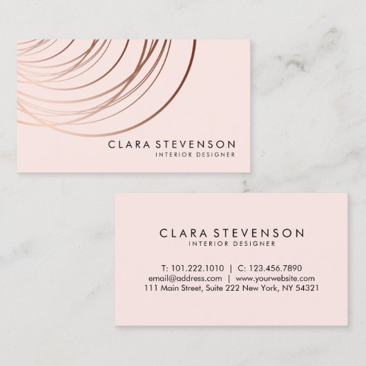 Elegant minimaal faux roos goud geometrisch roze visitekaartje (Voorkant / Achterkant)