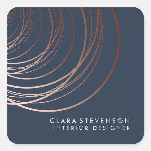 Elegant minimaal faux roos goud geometrische marin vierkante sticker (Voorkant)