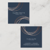 Elegant minimaal faux roos goud geometrische marin vierkante visitekaartje (Voorkant / Achterkant)