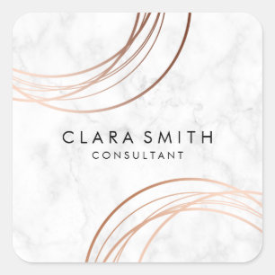 Elegant minimaal faux roos goud geometrische marme vierkante sticker