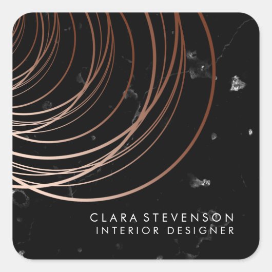 Elegant minimaal faux roos goud geometrische marme vierkante sticker (Voorkant)