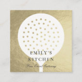 ELEGANT MINIMAAL FAUX SILVER SKIMMER CHEF CATERING VIERKANTE VISITEKAARTJE (Voorkant)