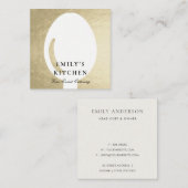 ELEGANT MINIMAAL FAUX SILVER SPOON CHEF CATERING VIERKANTE VISITEKAARTJE (Voorkant / Achterkant)