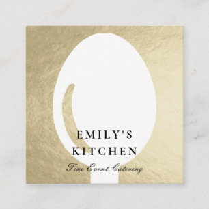 ELEGANT MINIMAAL FAUX SILVER SPOON CHEF CATERING VIERKANTE VISITEKAARTJE