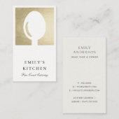 ELEGANT MINIMAAL FAUX SILVER SPOON CHEF CATERING VISITEKAARTJE (Voorkant / Achterkant)