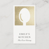 ELEGANT MINIMAAL FAUX SILVER SPOON CHEF CATERING VISITEKAARTJE (Voorkant)