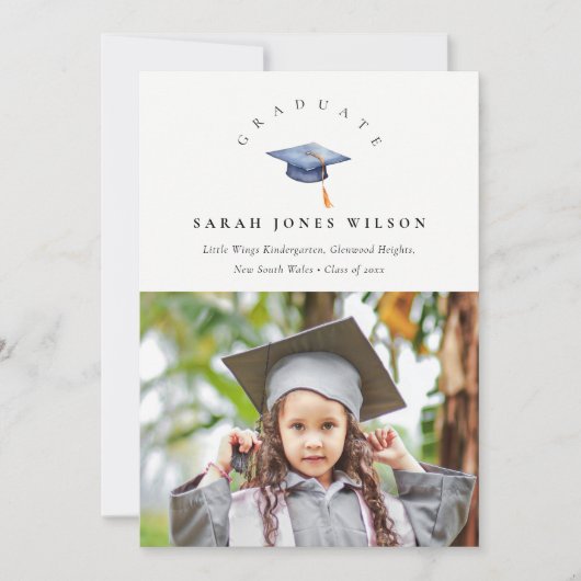 Elegant minimaal foto Afstuderen Pet Aankondiging (Voorkant)