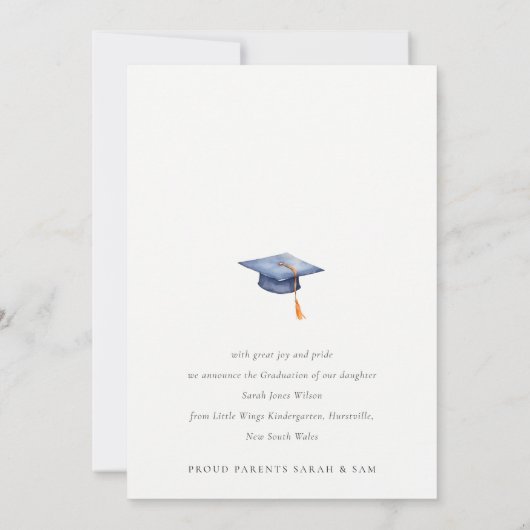 Elegant minimaal foto Afstuderen Pet Aankondiging (Achterkant)