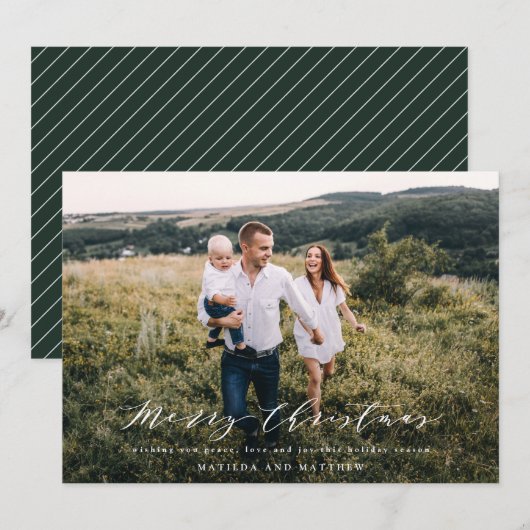 Elegant minimaal foto kerstscript feestdagenkaart (Voorkant / Achterkant)