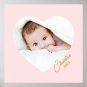 Elegant minimaal fotoroze hartje, zilvergoud folie afdrukken (Voorkant)