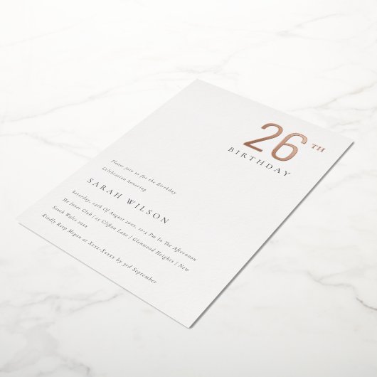 Elegant minimaal gebold Roos goud elke dag van de Folie Uitnodiging (Gedraaid)