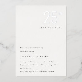 Elegant minimaal gebold zilver per jaar Jubileum Folie Uitnodiging