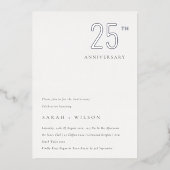 Elegant minimaal gebold zilver per jaar Jubileum Folie Uitnodiging (Voorkant)