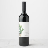 Elegant minimaal gebotteld Cactus Green Foliage Wi Wijn Etiket (Voorkant)