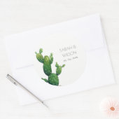 Elegant minimaal gebotteld Cactus groen afvalwater Ronde Sticker (Envelop)