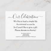 Elegant Minimaal Geen Cadeaus Liefdadigheidsdonati Informatiekaartje (Voorkant)
