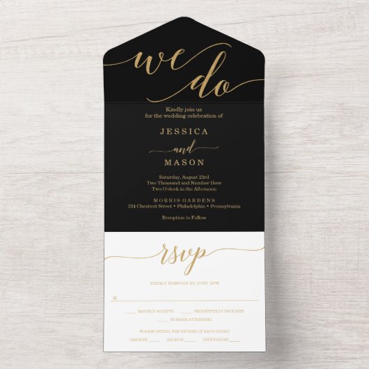 Elegant minimaal goud dat we allemaal in één uitno all in one uitnodiging (Binnen)