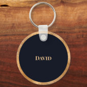 Elegant Minimaal Goud & Zwart Gepersonaliseerd Mon Sleutelhanger (Achterkant)