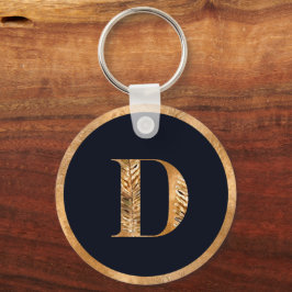Elegant Minimaal Goud & Zwart Gepersonaliseerd Mon Sleutelhanger