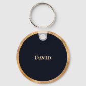 Elegant Minimaal Goud & Zwart Gepersonaliseerd Mon Sleutelhanger (Achterkant)