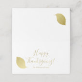 Elegant, minimaal goudherfst leder - Thanksgiving Plaatskaartje (Buitenkant ongevouwen)